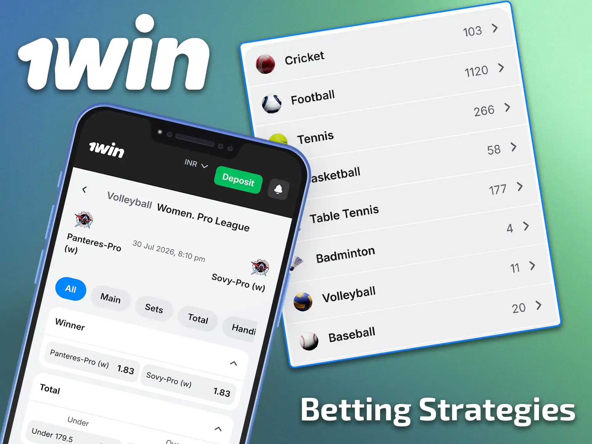 Explore competitive odds across various sports in the 1win betting app.