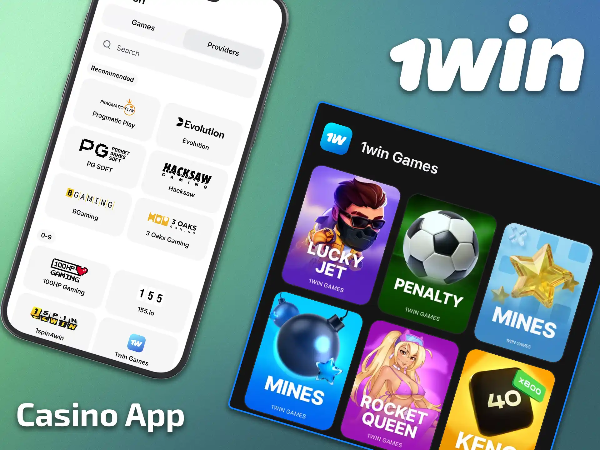 Play licensed slots and live dealer games in the 1win casino app.