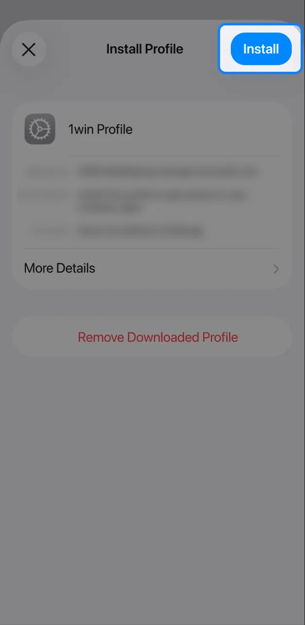 Confirm the download of the 1win app.