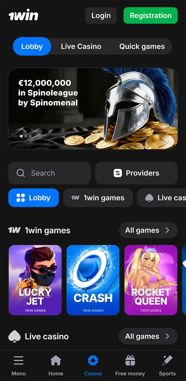 Play casino games on your phone at 1win.