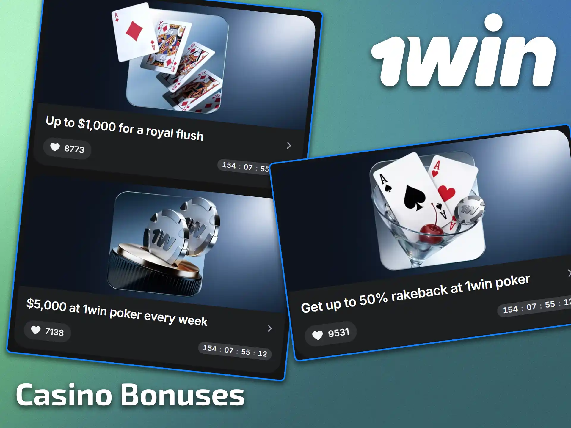 Boost your initial bankroll with 1win casino bonuses and free spins.
