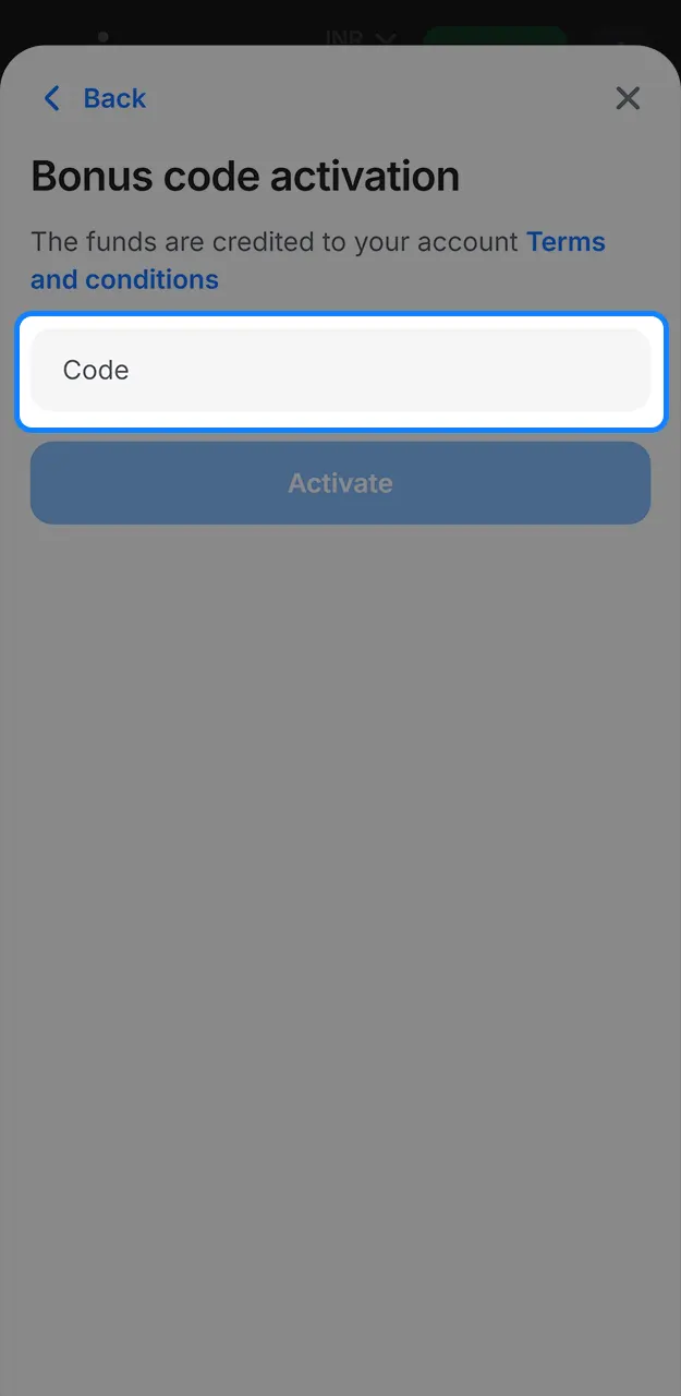 Fill in the registration form field and enter the promo code on 1win.