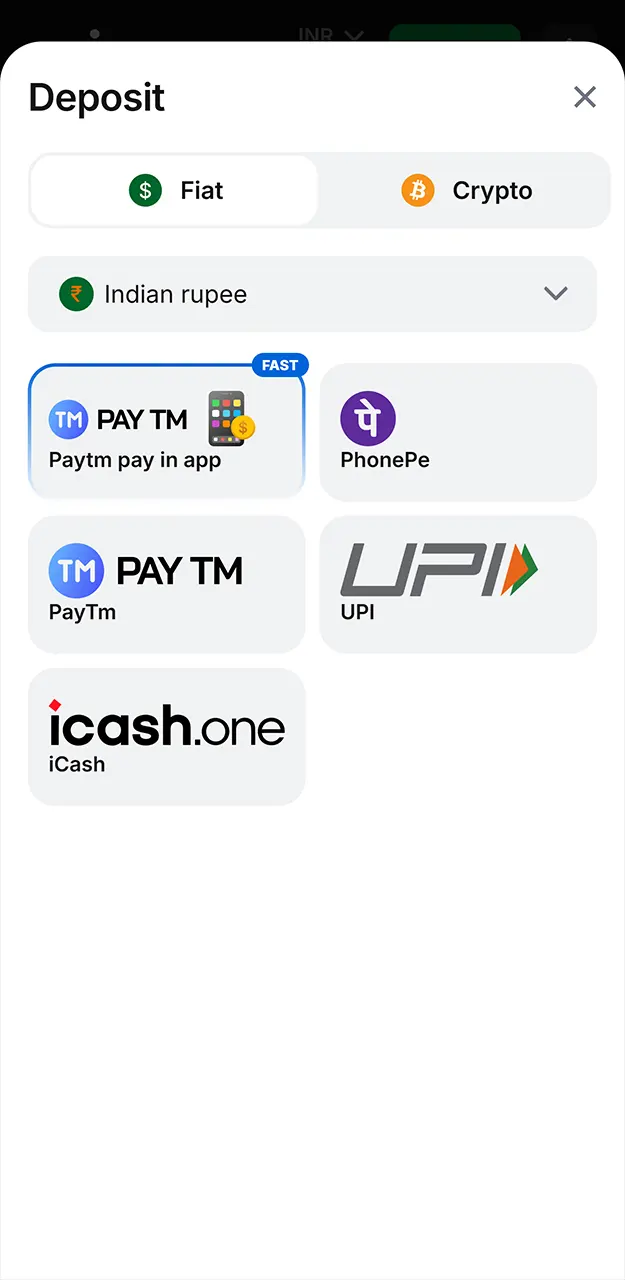Fund your balance using local payment options to make your first deposit on 1win.