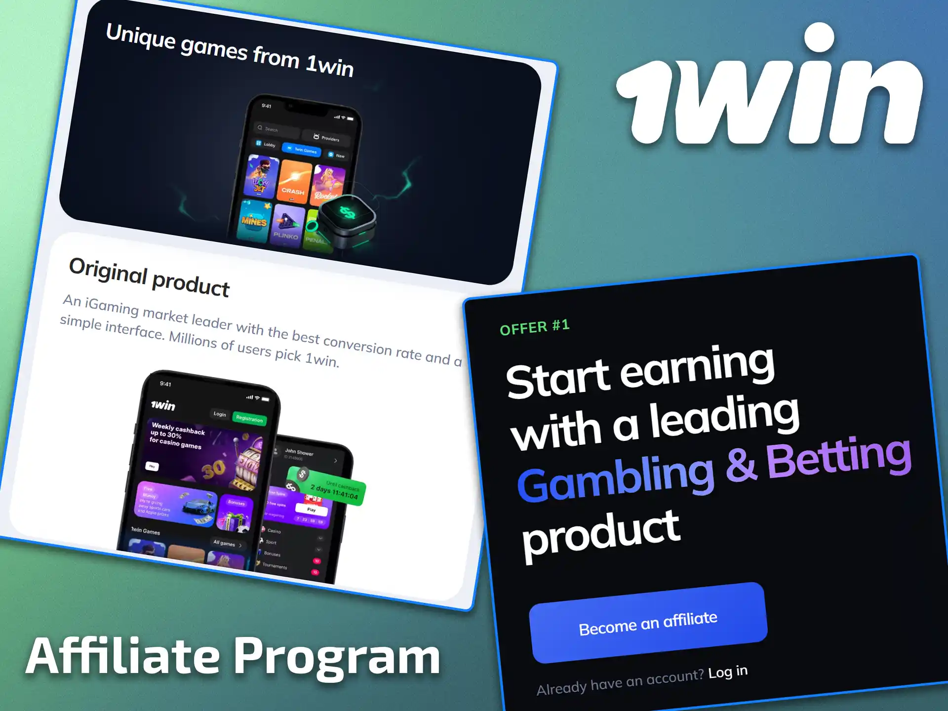 Start earning money with the 1win affiliate program.