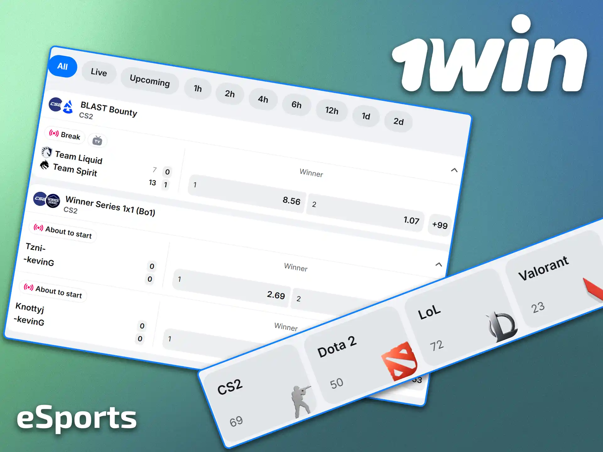 Place predictions on cyber tournaments in eSports betting on 1win.
