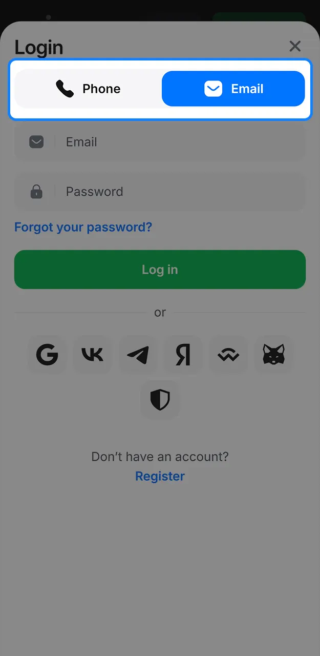 Log in to 1win using your preferred method.