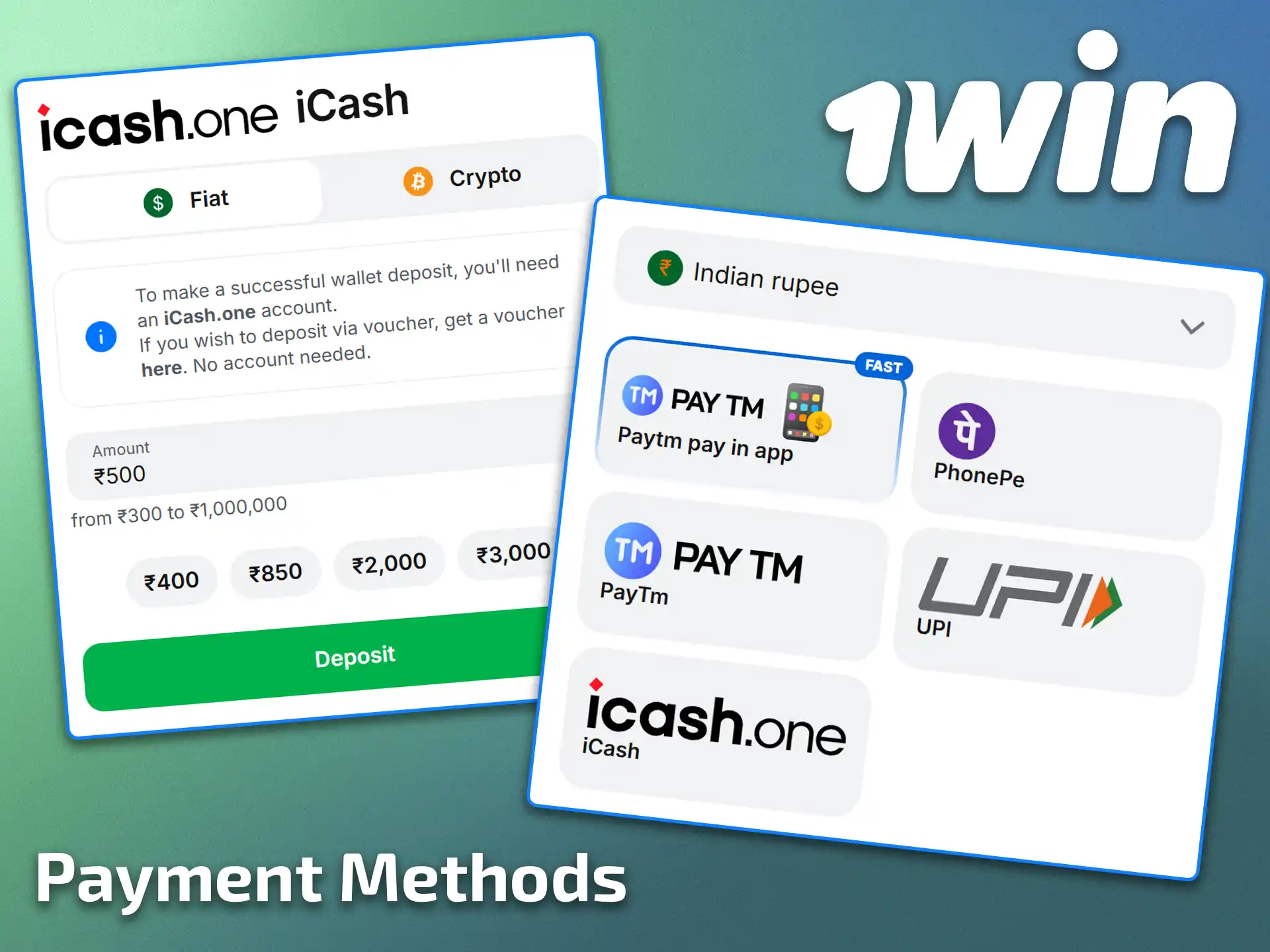 Review available banking instruments and payment methods accepted on 1win.