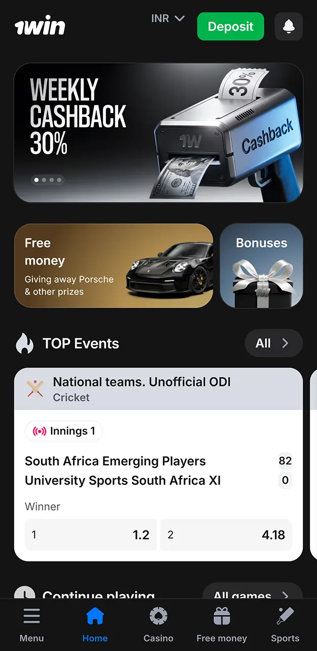 Unlock all your profile features after registering at 1win.