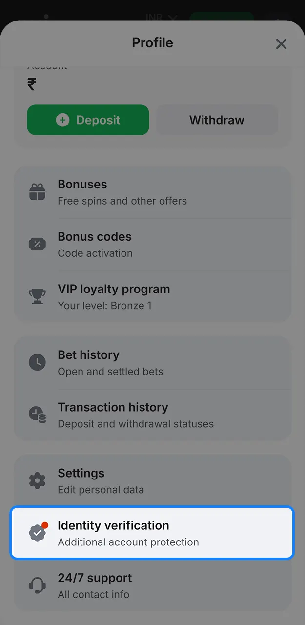 Please complete verification after registering on 1win.