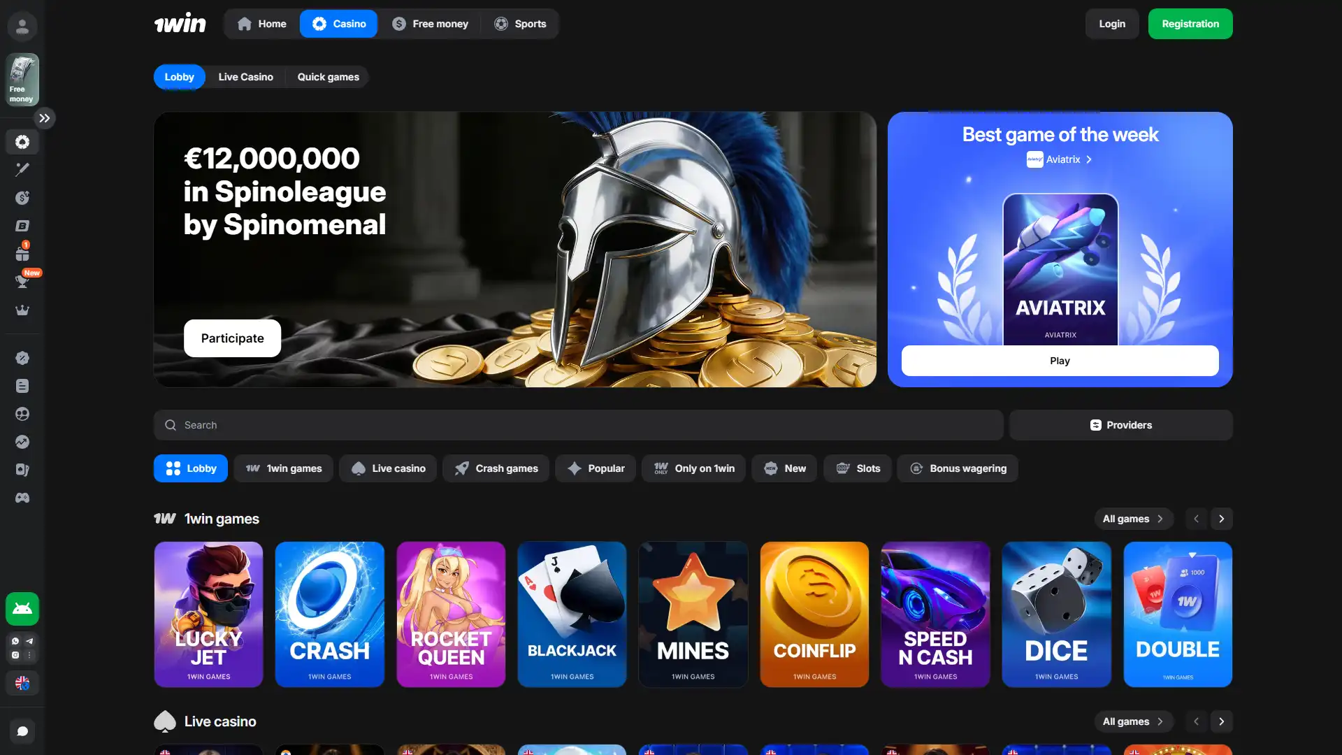 Choose games from popular providers on 1win.