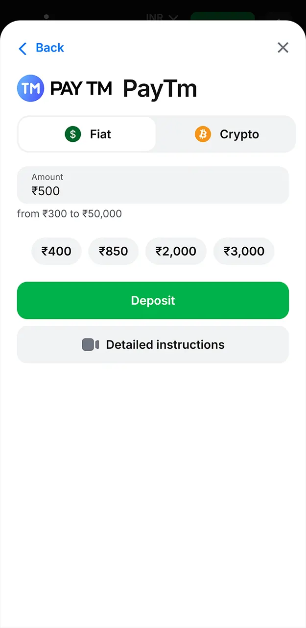 Recharge your account balance to complete your deposit on 1win.